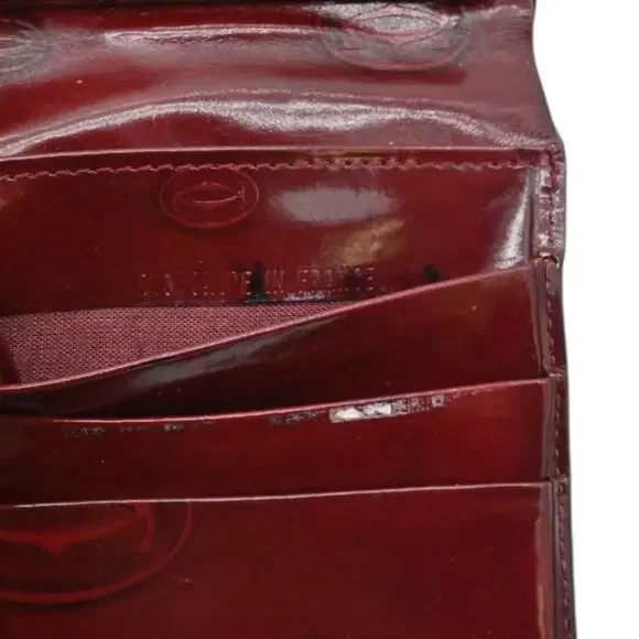 Cartier Red Double C Logo Bifold Shiny Leather Must de Wallet